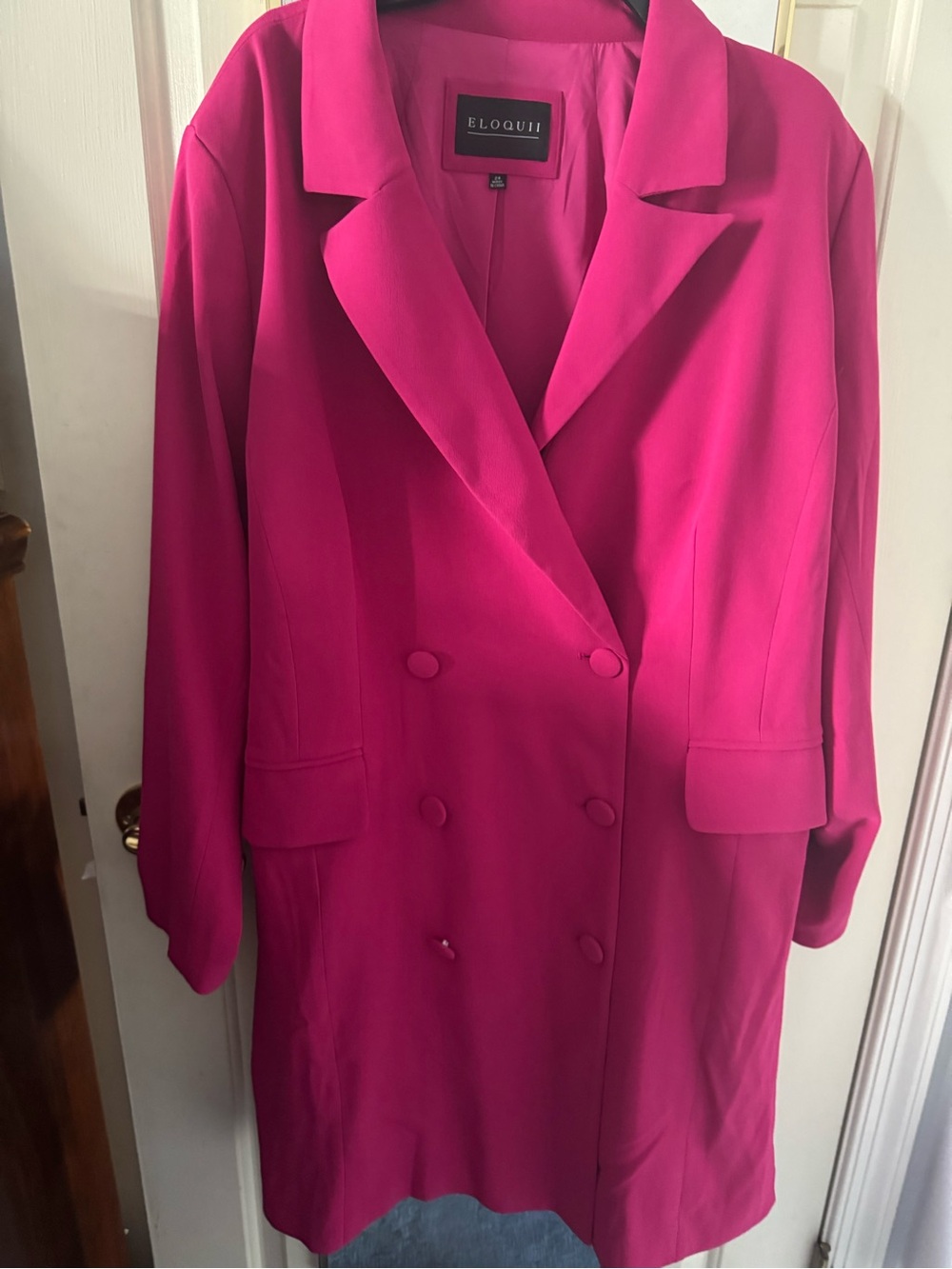 Eloquii Hot Pink Double-Breasted Long Blazer NWT/Size 24